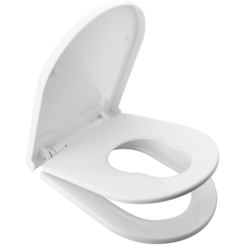 Ibergrif Children's Toilet Seat, 2-in-1 Toilet Seat with Soft-Close Mechanism, D-Shape Toilet Lid, Easy Assembly, Toilet Lid Quick Release Function, Antibacterial, Suitable for Most Toilets, White