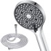 YEAUPE душ глава с маркуч 1,6 м, 6 вида струи, душ с високо налягане, икономична душ глава, ръчен душ за пестене на вода, душ глава с функция против варовик, хром