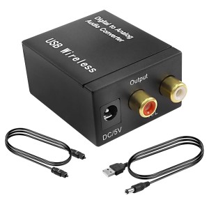 MEIRIYFA Digital to Analog Audio Converter with Built-in Bluetooth 5.0 Chip, Digital Optical Coaxial to Analog RCA Audio Converter Adapter with Fibre Optic Cable for Xbox TV Box DVD Amp Home Cinema