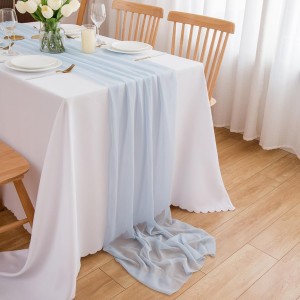 Chuqing Chiffon Table Runner, Light Blue, Decorative Table Runner, Table Decoration for Birthdays, Weddings, Dining Room, Party, 70 cm x 3 m