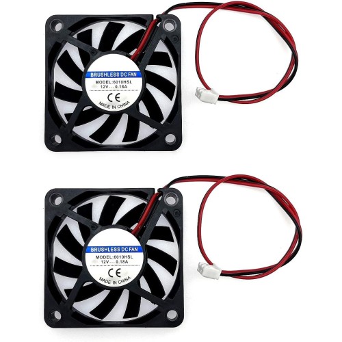 JZK 60x60x10mm 2 Pin DC 12V Mini Fan with Wires - 6010 Mini Mini Silent Fan for 3D Printer and Heatsink