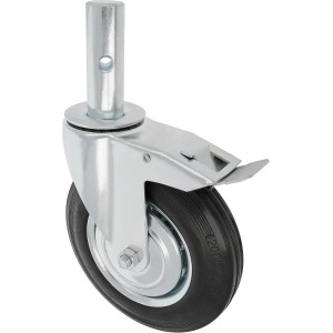 Amig - Bockrolle für Gerüst | Mit Bremse | Ø200 mm | Maximale Belastung: 200 kg | Metallkern und Gummibeschichtung | Rollenlager | Speziell für den industriellen Einsatz konzipiert | Schwarz.