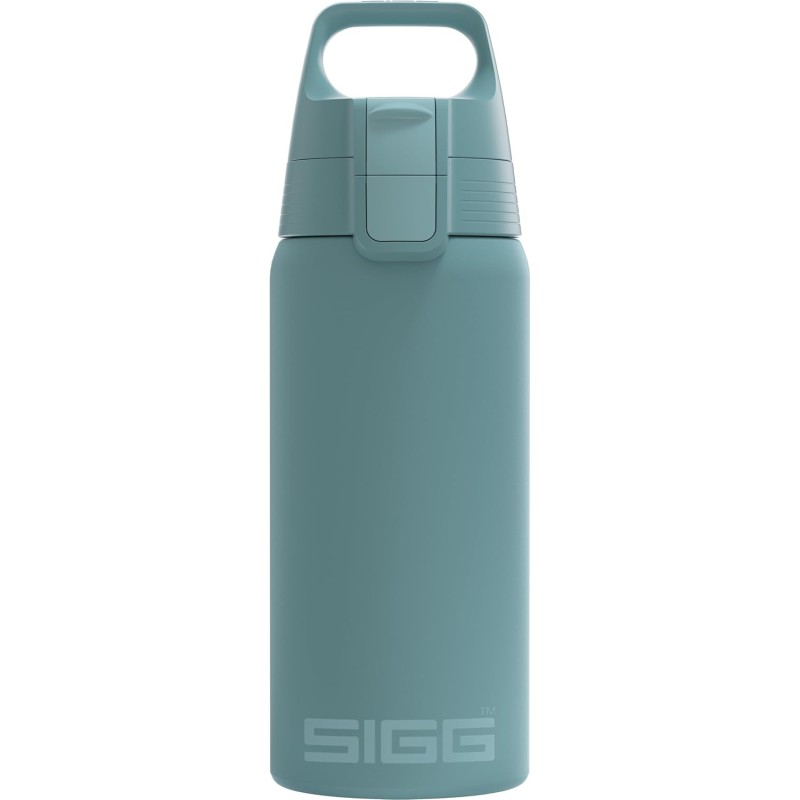 SIGG - Isolierte Trinkflasche - Thermosflasche Shield Therm One Morning Blue - kohlensäurehaltige Getränke - Auslaufsicher - Spülmaschinenfest - BPA-frei - 90% recycelter Edelstahl - Graublau - 0,5L