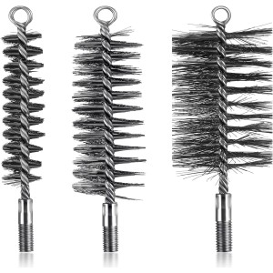Pack of 3 Stove Pipe Brush, Boiler Brush, Fireplace Cleaner, Brush, Round Stove Pipe Brush Made of Robust Steel Wire for Stove Pipe, Chimney Cleaning (30 mm, 50 mm, 80 mm)