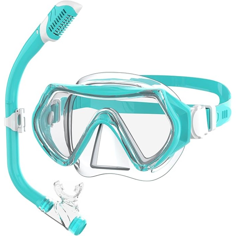 Findway Children's Diving Goggles, Swimming Goggles, Snorkel Mask for Boys Girls Teenagers, Diving Mask with Nose Cover, 180° Panorama, HD, Anti-Fog, Anti-Leak, Diving Goggles for Children 4-16 Years