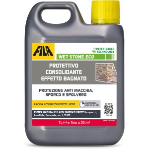 FILA Surface Care Solutions Wet Stone Eco Natural Preservation с мокър ефект, водоотблъскващ, мръсоотблъскващ и мръсоотблъскващ, подходящ за вътрешни и външни подове, 1 литър