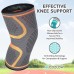 COZLOW Knee Brace Support Pain Relief (Large, 46-51cm) Orange Knee Compression Sleeve with Non-Slip Double Silicone Gels and 3D Knitting Technology