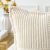 Artscope Set of 2 Corduroy Cushion Covers, Velvet Cushion, Soft Decorative Cushion Cover, Modern Cushion Cover, Wrapped Edge, Sofa Cushion for Living Room, Bedroom, Cream Beige, 50 x 50 cm