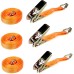 MANDUKA Pack of 3 1200 kg 6 m Tie Down Straps with Ratchet and Hook Orange 1200daN 1.2t 25 mm
