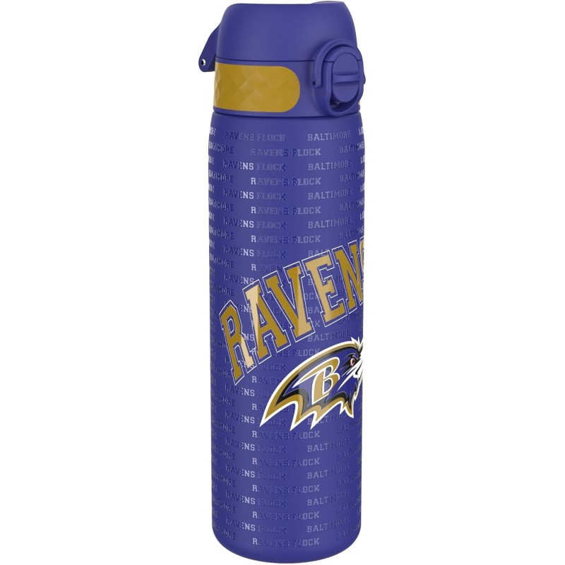 Ion8 Water Bottle, 500 ml, Leak-Proof, One-Handed Opening, Secure Locking, Dishwasher Safe, Carry Handle, Flip Lid, Easy to Clean, NFL