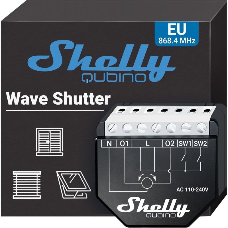 Shelly Wave Shutter | Z-Wave Rolladenschalter mit Verbrauchsmessung - 10 A pro Kanal | für Rolläden, Jalousien | Z-Wave-Gateway erforderlich | Steuerung der winkel der Jalousie-Lamellen