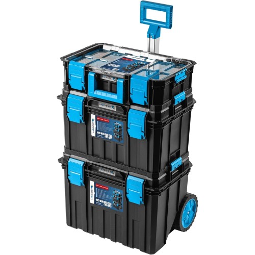 Högert Technik - 4 in 1 Kastenset, Satz Werkzeugkisten auf Rädern, Praktisch und Geräumig, Resistent Gegen Beschädigungen, Staubdicht, Robuste ABS-Verschlüsse, Modularer Aufbau - HT7G500