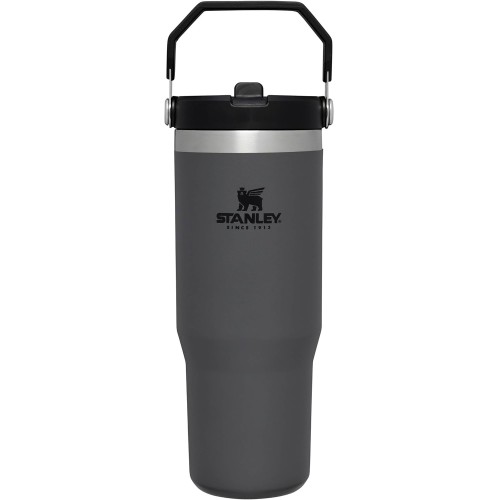Stanley Flip Straw Tumbler 1.0 Water Bottle with Straw 0.89 L - Thermos Bottle Keeps Cold for 12+ Hours - Dishwasher Safe - Sports Bottle - Water Bottle BPA Free - Charcoal