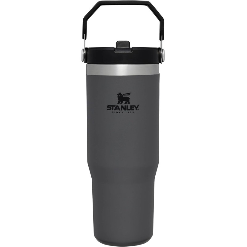 Stanley Flip Straw Tumbler 1.0 Water Bottle with Straw 0.89 L - Thermos Bottle Keeps Cold for 12+ Hours - Dishwasher Safe - Sports Bottle - Water Bottle BPA Free - Charcoal