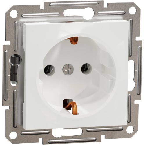 Schneider Electric Asfora EPH2970121D Schuko Socket, Flush-Mounted, Screw Terminals, 16 A, 2-Pin + E, White