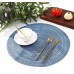 SHACOS Set of 6 Placemats, Washable, Round, Blue Braided Placemats, Dirt-Repellent, Heat Resistant, Table Mats, Washable, Blue