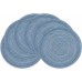 SHACOS Set of 6 Placemats, Washable, Round, Blue Braided Placemats, Dirt-Repellent, Heat Resistant, Table Mats, Washable, Blue