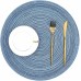 SHACOS Set of 6 Placemats, Washable, Round, Blue Braided Placemats, Dirt-Repellent, Heat Resistant, Table Mats, Washable, Blue