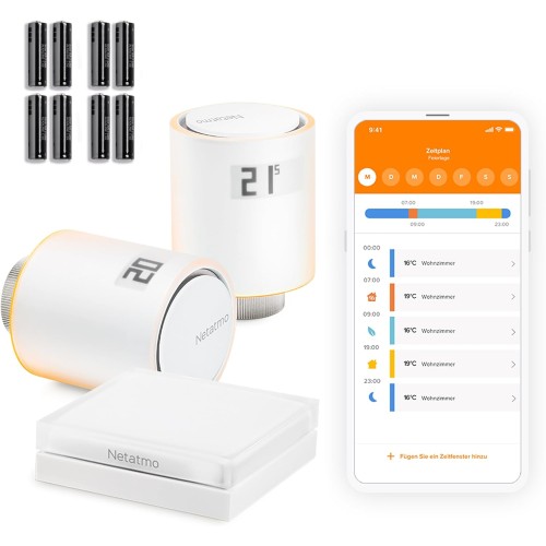 Netatmo Smart WLAN Radiator Thermostats Starter Pack for Controlling Radiators (without Own Heating System), Save Energy & Increase Convenience, NVP-AMZ