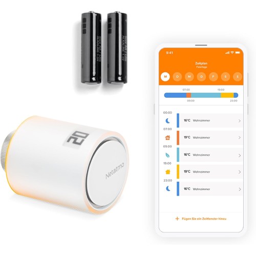 Netatmo NAV-AMZ Интелигентен радиаторен термостат WLAN Допълнителен модул за стартовия пакет за интелигентен радиаторен термостат и за интелигентен термостат, спестете енергия и увеличете комфорта