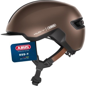 ABUS Urban Helmet HUD-Y - with Magnetic, Rechargeable LED Rear Light & Magnetic Closure - Cool Bicycle Helmet for Everyday Use - for Men and Women