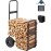 VEVOR Firewood Trolley 67 x 52 x 110 cm Firewood Trolley Powder Coated Steel Firewood Cart with 266.7 mm Rubber Wheels Wood Trolley Max. 113.4 kg Transport Trolley Including Bungee Rope Floor Net 600D