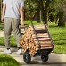 VEVOR Firewood Trolley 67 x 52 x 110 cm Firewood Trolley Powder Coated Steel Firewood Cart with 266.7 mm Rubber Wheels Wood Trolley Max. 113.4 kg Transport Trolley Including Bungee Rope Floor Net 600D