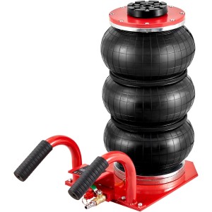 VEVOR Pneumatic Trolley Jack Triple Bag Air Jack 3 t, Triple Bag Air Lift 140-450 mm Lifting Height Airbag Air Jack 5 Minute Stroke Air Jack with Short Handle Trolley Jack Red Labor Saving