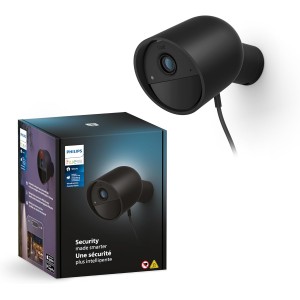 Philips Hue Secure Wired Smart Home Security Camera, Full HD Video, Indoor or Outdoor, Smart Home Security and Light Control with Just One App, Black