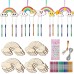 Nourdom Pack of 12 Wind Chimes Craft Set Children, Rainbow Wooden Wind Chime Craft Craft for Painting Wood for Girls Boys Children's Birthday Parties