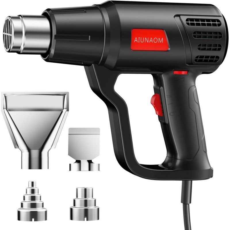AIUNAOM Heat Gun 2000 W Hot Air Blower 50°C - 650°C Hot Air Blower 2 Air Flow Settings Continuous Temperature Control Widely Used for Heating, Defrosting and Welding