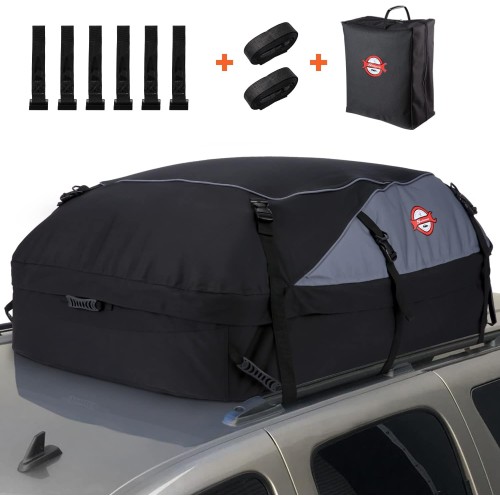 Sailnovo Car Roof Box 20 Cubic Feet Foldable Waterproof 1000D with 8 Reinforced Straps 6 Door Hooks for Travel and Luggage Transport for Most Vehicles with/without Pannier Rack
