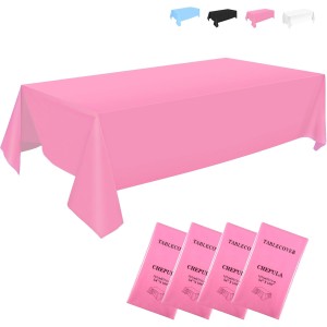 CHEPULA Disposable Tablecloths, Pack of 4, Disposable Tablecloths, Waterproof, Rectangular Tablecloths, Suitable for Birthday, Party, Children's Birthday, Wedding, Christmas, 137 x 274 cm, Pink