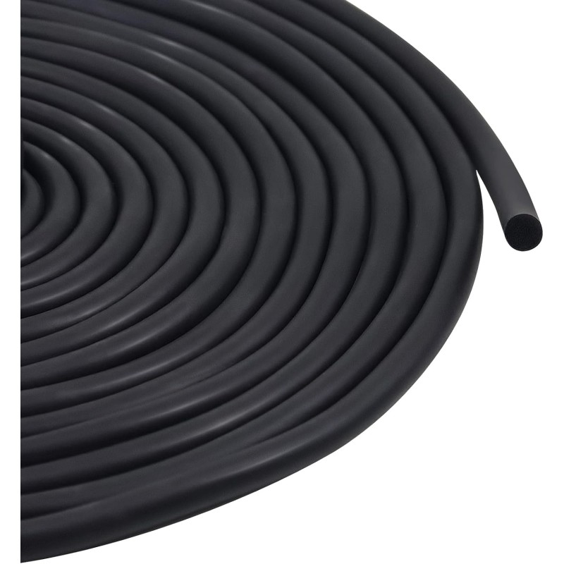 Round Cord Seal 6 mm x 5 m Rubber Foam Weather Seal Joint Filling Profile Round EPDM Foam Rubber Black for Gap and Joint Concrete Filling