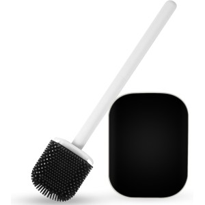 CKCLR Toilet Brush, Silicone Toilet Brush and Container, Toilet Brush Wall Mounted, 43 x 10 x 6.8 cm Toilet Brush, Bathroom Accessories
