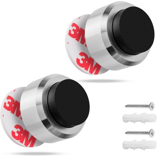 ECENCE Door Stop, Wall Stainless Steel, 2 x Wall Buffers, Rubber Buffers, Door Buffers, Door Stopper, Door Handle, Wall Protection, Door Handle, Wall Mounting, Mounting Material Included