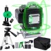 Cross Line Laser Green Self-Levelling Laser 4 x 360 Degrees Construction Laser Cross Laser Line Laser with Rechargeable 4800 mAh Battery for Indoor Construction Site