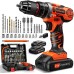 Cordless Screwdriver, 21 V Cordless Hammer Drill with 2 Batteries 2.0 Ah, 45 Nm Battery Drill, 2 Gears, 25 + 3 Torque Levels, 10 mm Metal Drill Chuck, Cordless Drill with 27-Piece Accessories & Case
