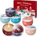 Scented Candles Christmas Gift Set, Portable Tin Gift Set in Pack of 6, Long Burning Hours, Natural Soy Wax with Essential Oils Candles, Gift for Women, Unscented