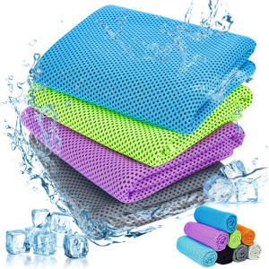 Brovamo Cooling Towels, Pack of 4, 90 x 30 cm, Cooling Towel, Cooling Towel, Cool Towel for Yoga, Beach, Golf, Travel, Gym, Sports, Camping, Cool Down Towel