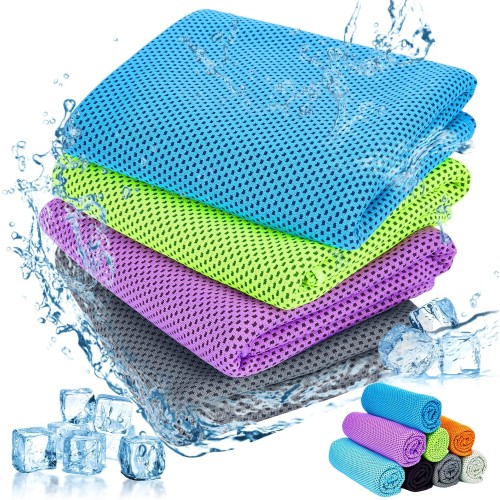 Brovamo Cooling Towels, Pack of 4, 90 x 30 cm, Cooling Towel, Cooling Towel, Cool Towel for Yoga, Beach, Golf, Travel, Gym, Sports, Camping, Cool Down Towel