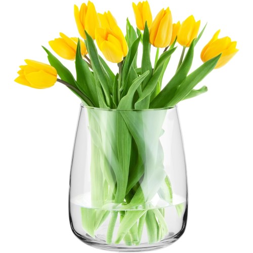 TREND FOR HOME Glass Vase Large Height: 22.7 cm Vase for Pampas Grass Glass Flower Vase for Pampas Grass Vases Glass for Wedding Tulips Wide Opening Diameter 19 cm Zinnia