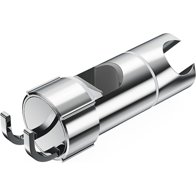 Alyvisun Adjustable Hand Shower Holder with 2 Hooks, Universal Shower Head Holder, No Drilling for 16-27 mm, Chrome-Plated Shower Holder for Shower Rail, 360° Rotatable, Easy Installation