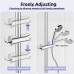 Alyvisun Adjustable Hand Shower Holder with 2 Hooks, Universal Shower Head Holder, No Drilling for 16-27 mm, Chrome-Plated Shower Holder for Shower Rail, 360° Rotatable, Easy Installation