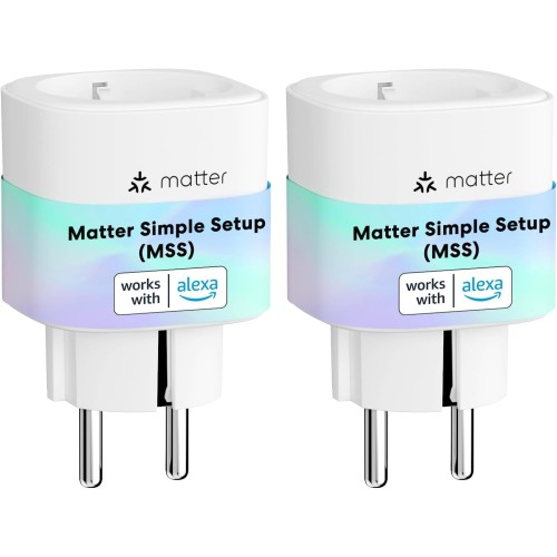 Meross Matte Smart Sockets with Power Consumption, WLAN Sockets with Electricity Meter for Balcony Power Plant, Works Apple HomeKit, Alexa and Google, 16A, FFS Ver. 2 Pieces