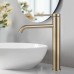 PHASAT PTMP01LG Bathroom Tall Washbasin Mixer Tap Stainless Steel with Spout Height Single Lever Sink Tap Brush Gold