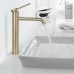 PHASAT PTMP01LG Bathroom Tall Washbasin Mixer Tap Stainless Steel with Spout Height Single Lever Sink Tap Brush Gold