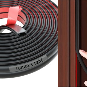 Door Seal Sealing Tape Self-Adhesive Door Rubber Seal Door Seals Front Door Frame Seal for Window Door Anti-Collision Sound Insulation Total Length 12 m (12)