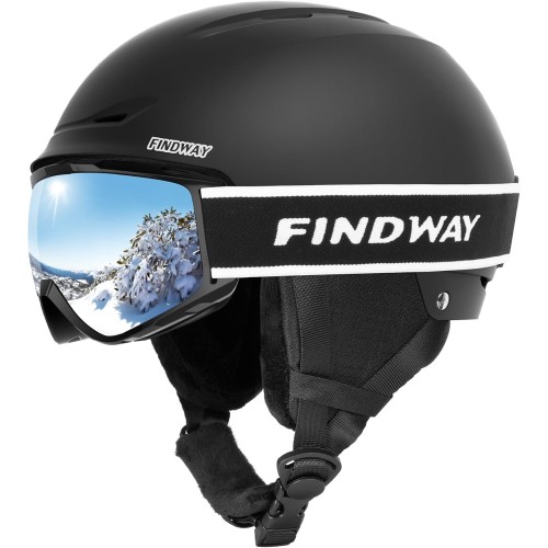 Findway Ski Helmet and Ski Goggles Set, Snowboard Helmet with Goggles for Men and Women, Adult Ski Helmets for Men, Women and Teenagers