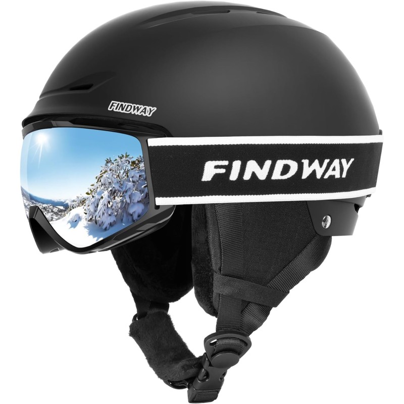 Findway Ski Helmet and Ski Goggles Set, Snowboard Helmet with Goggles for Men and Women, Adult Ski Helmets for Men, Women and Teenagers